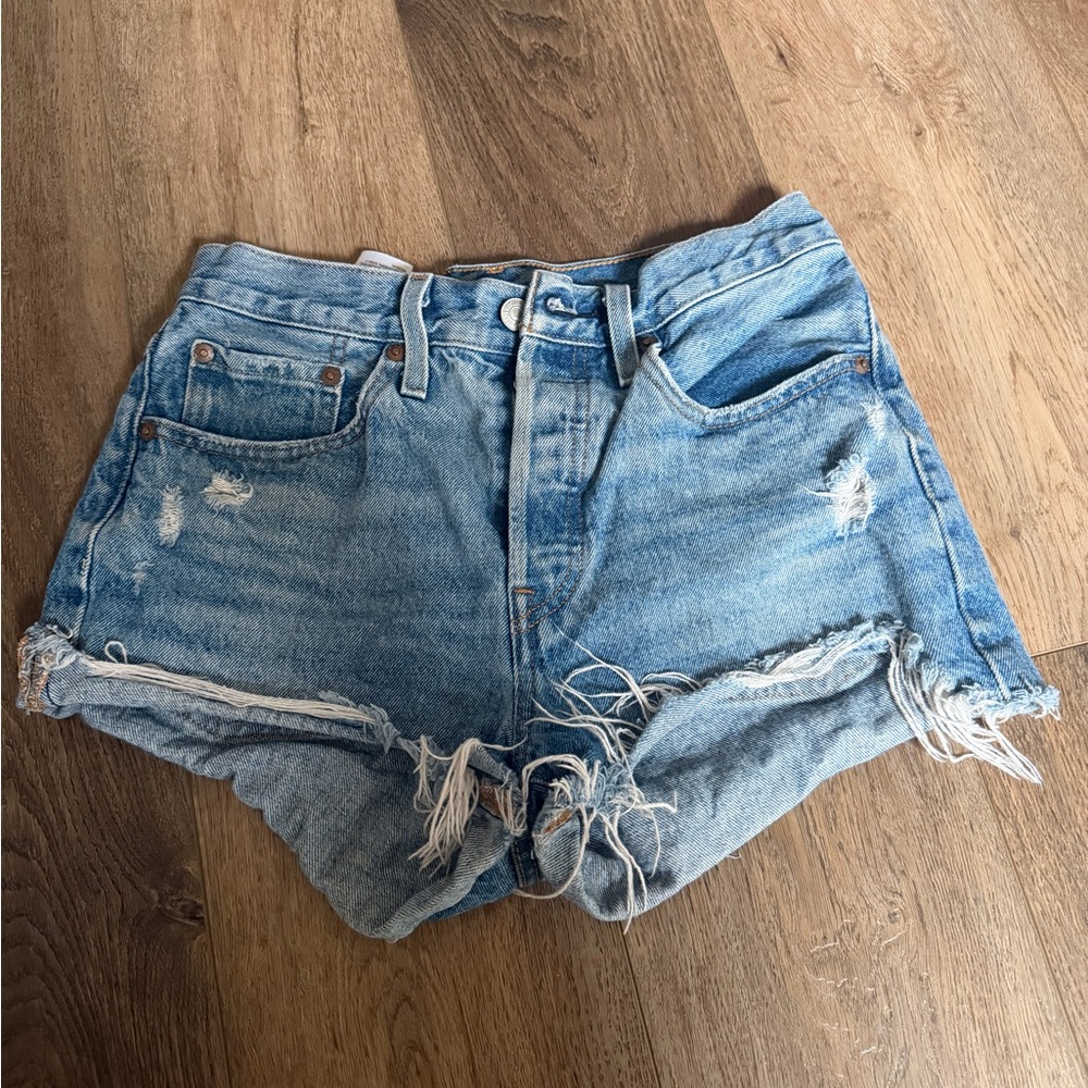 Levi's Light Blue Distressed Jean Shorts